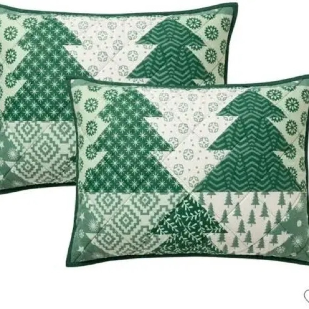 HALLMARK NWT patchwork trees 3pc quilt set -full/queen -green - Picture 4 of 5